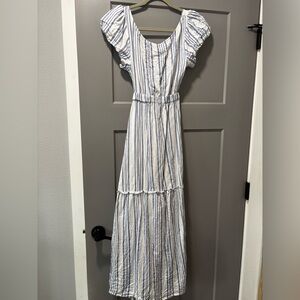 Striped open back maxi